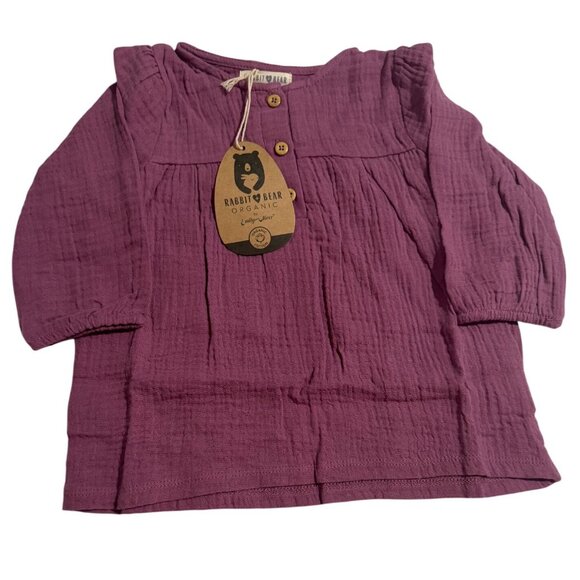 Rabbit & Bear Organic Cotton Baby Outfit Set 18 Months Purple Top White Leggings - Picture 2 of 10